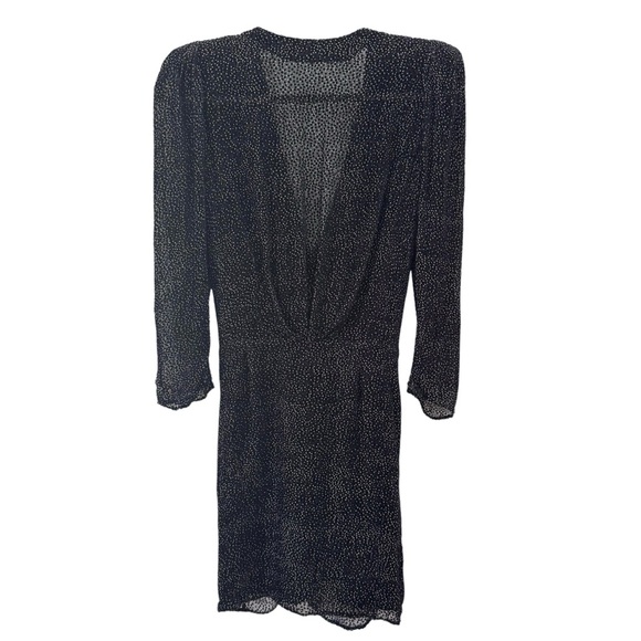 ba&sh Celia Velvet Dot 3/4-Sleeve Ruffle Cocktail Dress in Black Size M - Picture 10 of 14